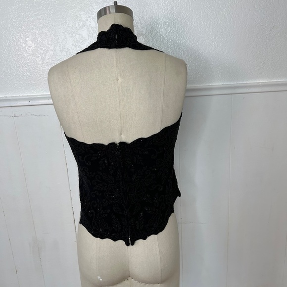 Vintage retro TADASHI black stretch Y2K corset like style top L - Picture 7 of 8